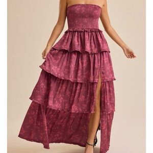 NEW Altar’d State Burgundy Floral Maxi Dress Size Large NWT